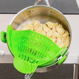 Coador de cozinha de silicone clipe em panelas e panelas rack de drenagem macarrão vegetal frutas coador cozinha gadgets