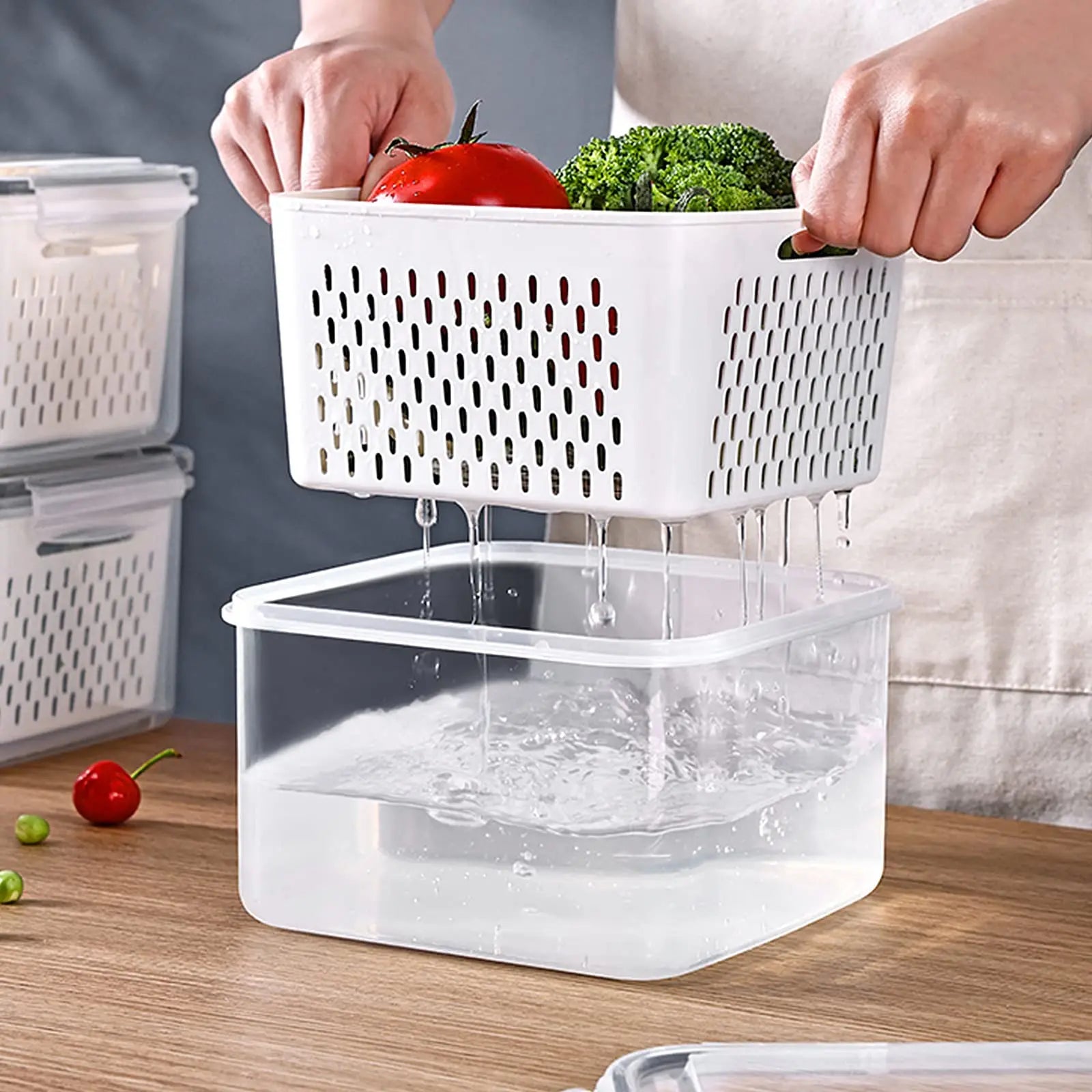 Conjunto de Potes Organizadores para Geladeira com Filtro (3 Peças)