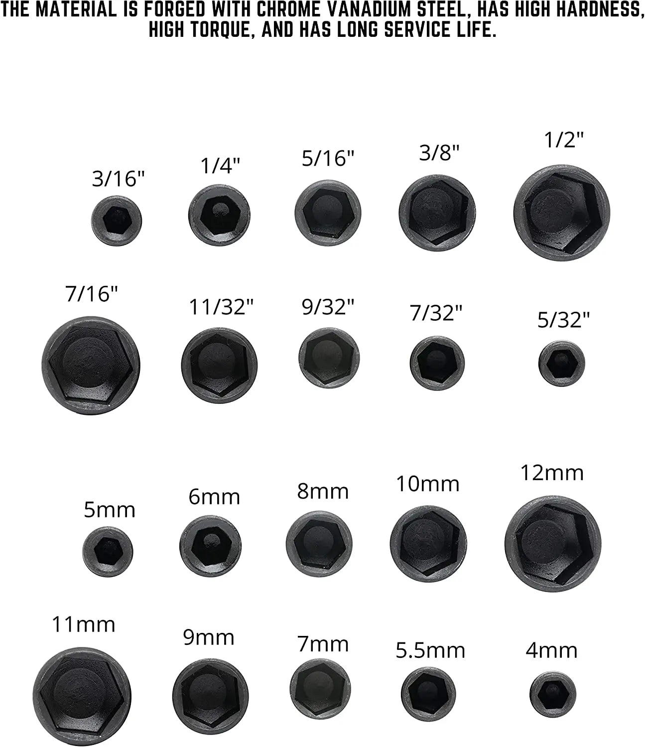 Kit de Soquetes Hexagonais 9 Peças (5mm-13mm)