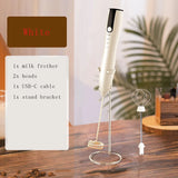 Misturador de mão batedor de leite para café matcha fabricante de espuma portátil batedor elétrico misturador de bebidas batedor de ovo recarregável com suporte