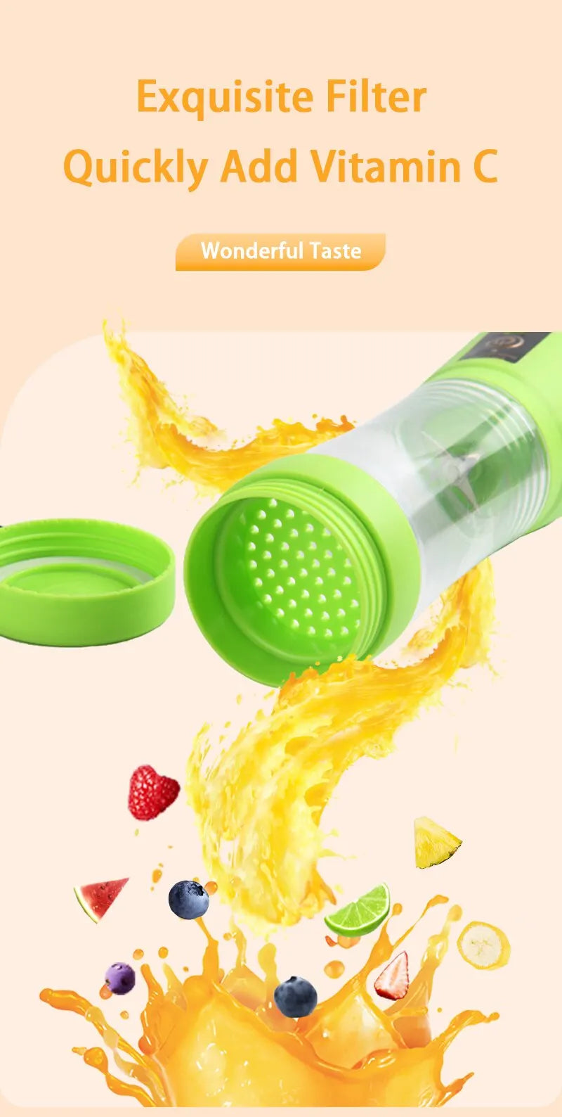 Mini Liquidificador Elétrico Portátil USB (380ml)