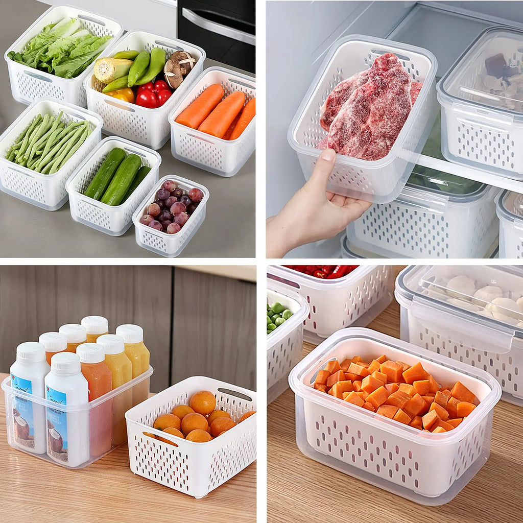Conjunto de Potes Organizadores para Geladeira com Filtro (3 Peças)