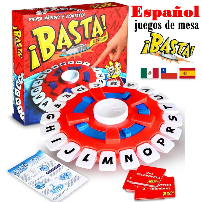 Espanhol basta jogo rápido-paced família reunião carta brinquedos para adultos crianças letras aprendizagem lengua espanhol juegos de mesas