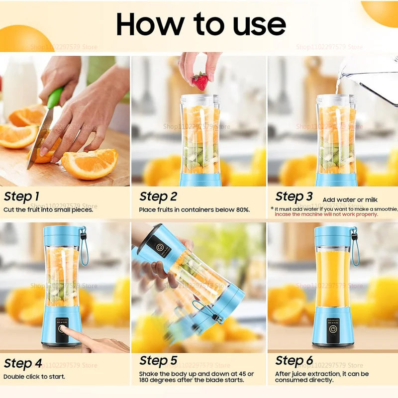 Mini Liquidificador Elétrico Portátil USB (380ml)
