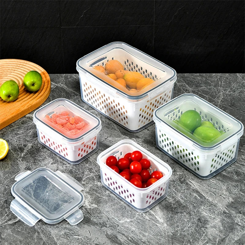 Conjunto de Potes Organizadores para Geladeira com Filtro (3 Peças)