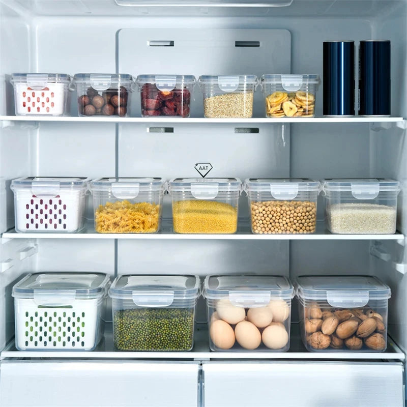 Conjunto de Potes Organizadores para Geladeira com Filtro (3 Peças)