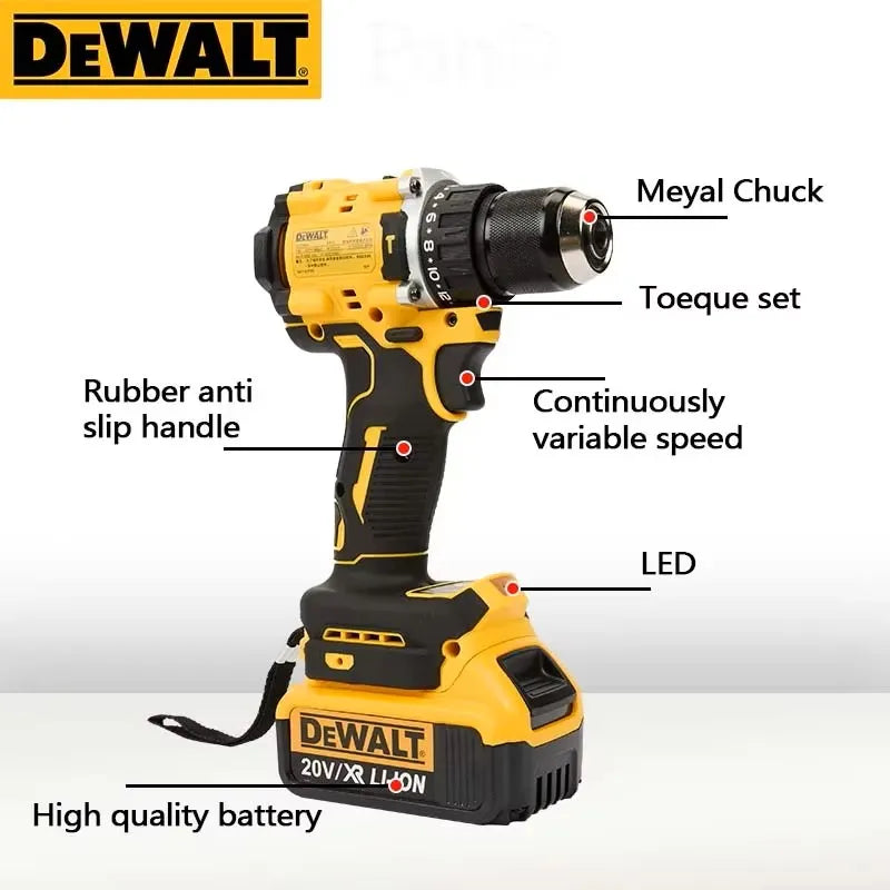 DEWALT Bateria de lítio 20V recarregável sem escova chave de fenda elétrica compacta furadeira de impacto DCD805