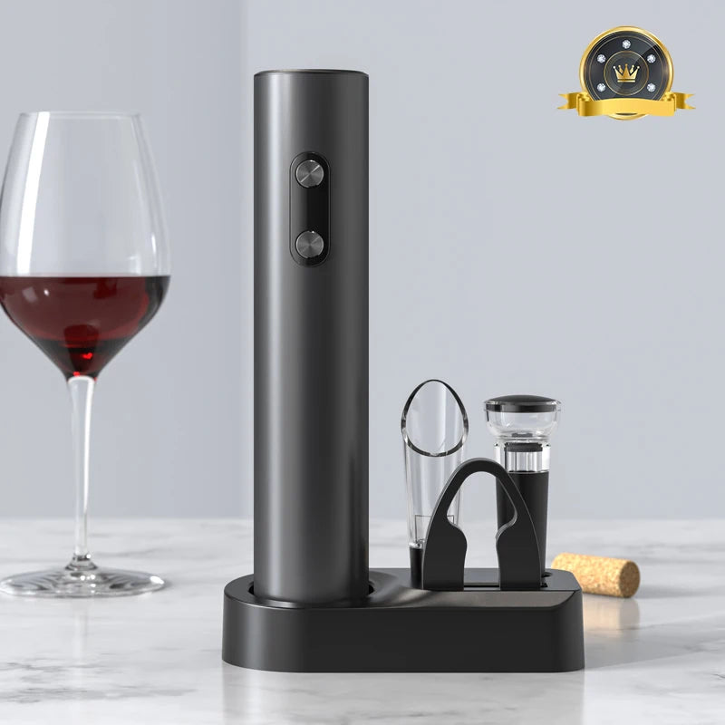 Abridor de Vinho Elétrico com Aerador e Cortador de Lacre