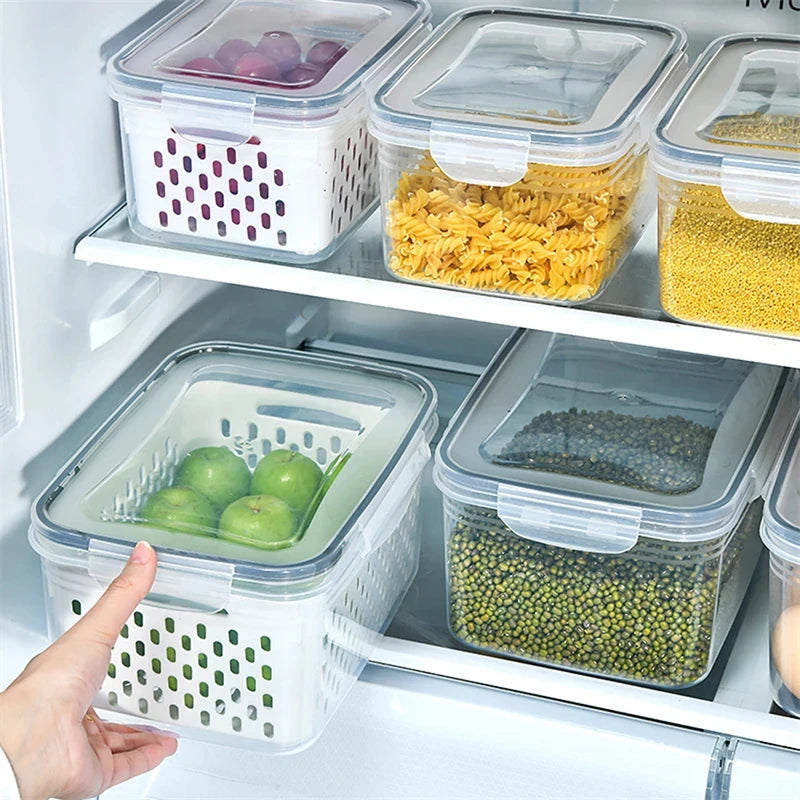 Conjunto de Potes Organizadores para Geladeira com Filtro (3 Peças)