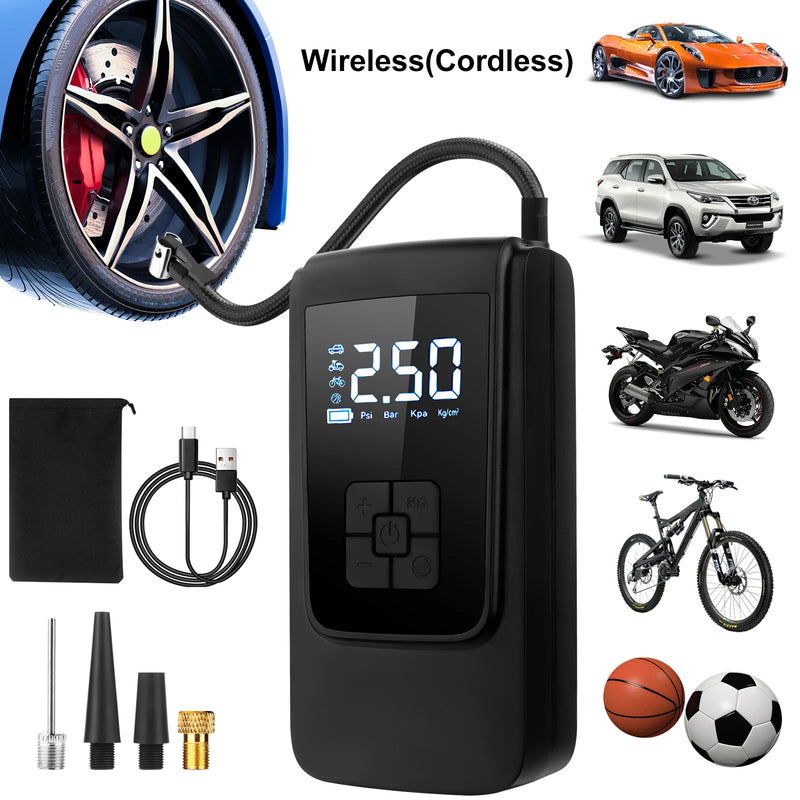 Compressor de ar portátil pneus inflator bomba sem fio bomba inflator pressão precisa bomba de ar para motocicleta bicicleta bola