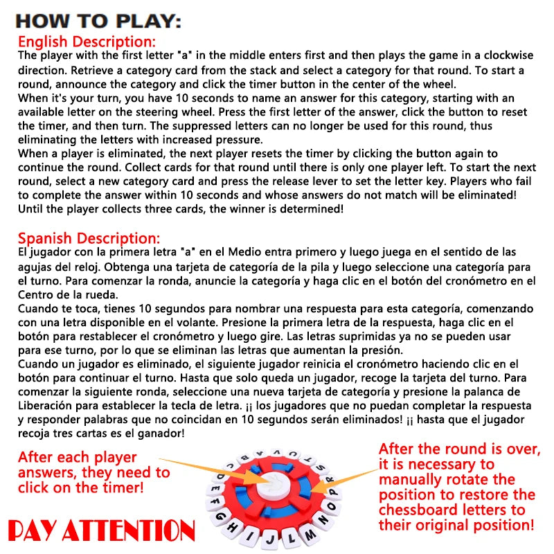 Espanhol basta jogo rápido-paced família reunião carta brinquedos para adultos crianças letras aprendizagem lengua espanhol juegos de mesas