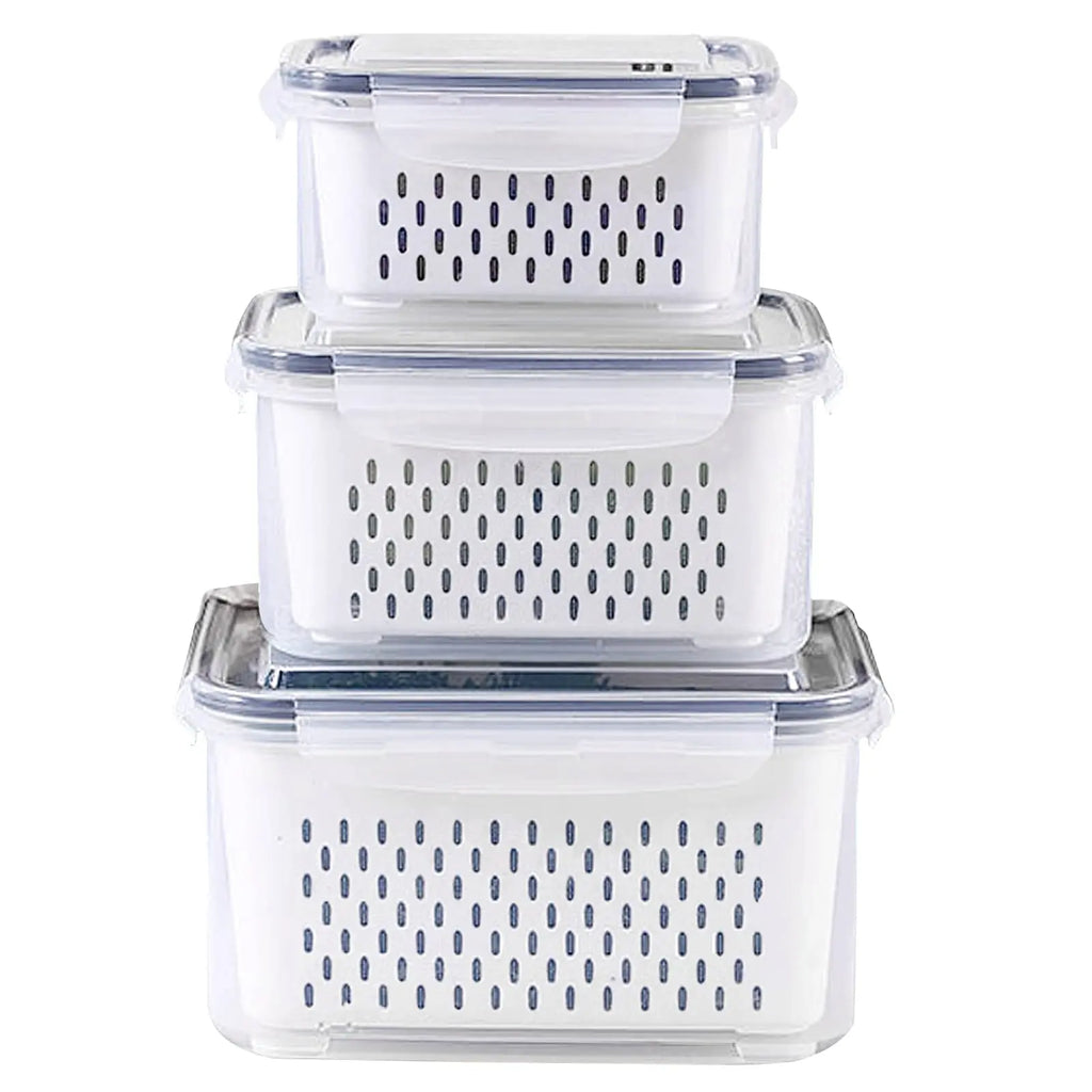Conjunto de Potes Organizadores para Geladeira com Filtro (3 Peças)
