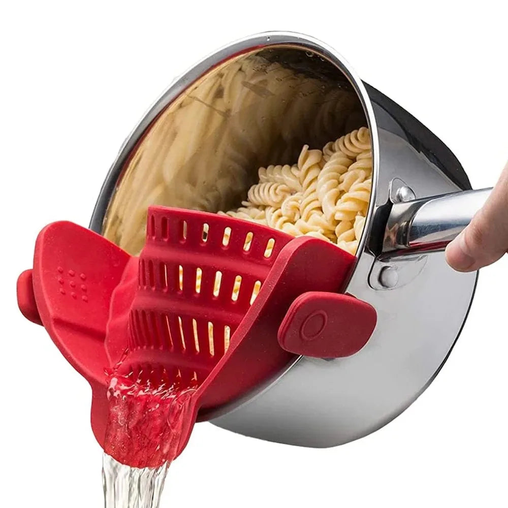 Coador de Silicone com Clipe para Panelas