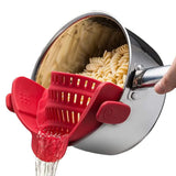 Coador de cozinha de silicone clipe em panelas e panelas rack de drenagem macarrão vegetal frutas coador cozinha gadgets