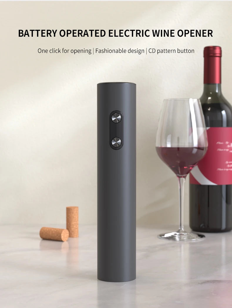 Abridor de Vinho Elétrico com Aerador e Cortador de Lacre