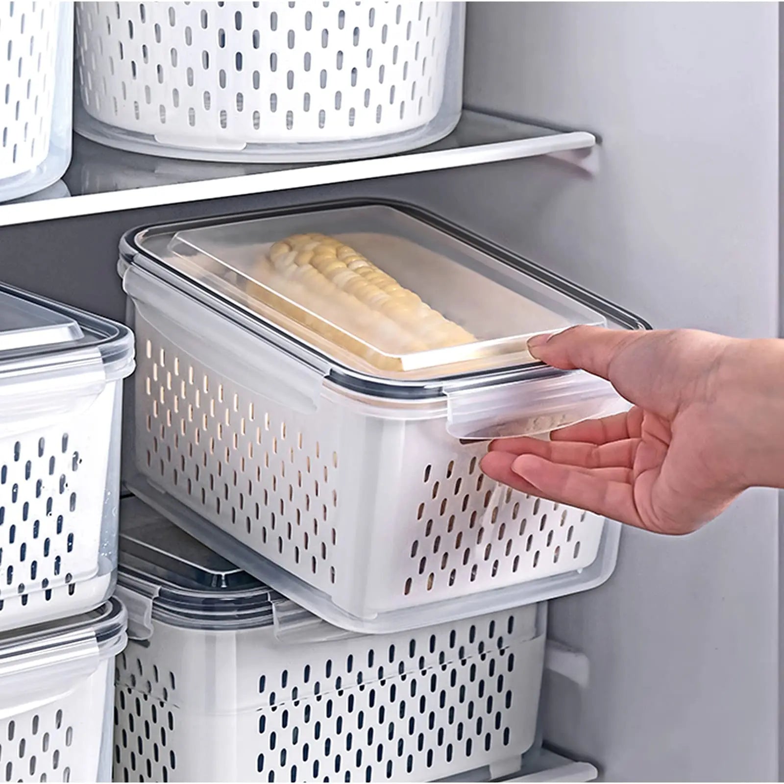 Conjunto de Potes Organizadores para Geladeira com Filtro (3 Peças)