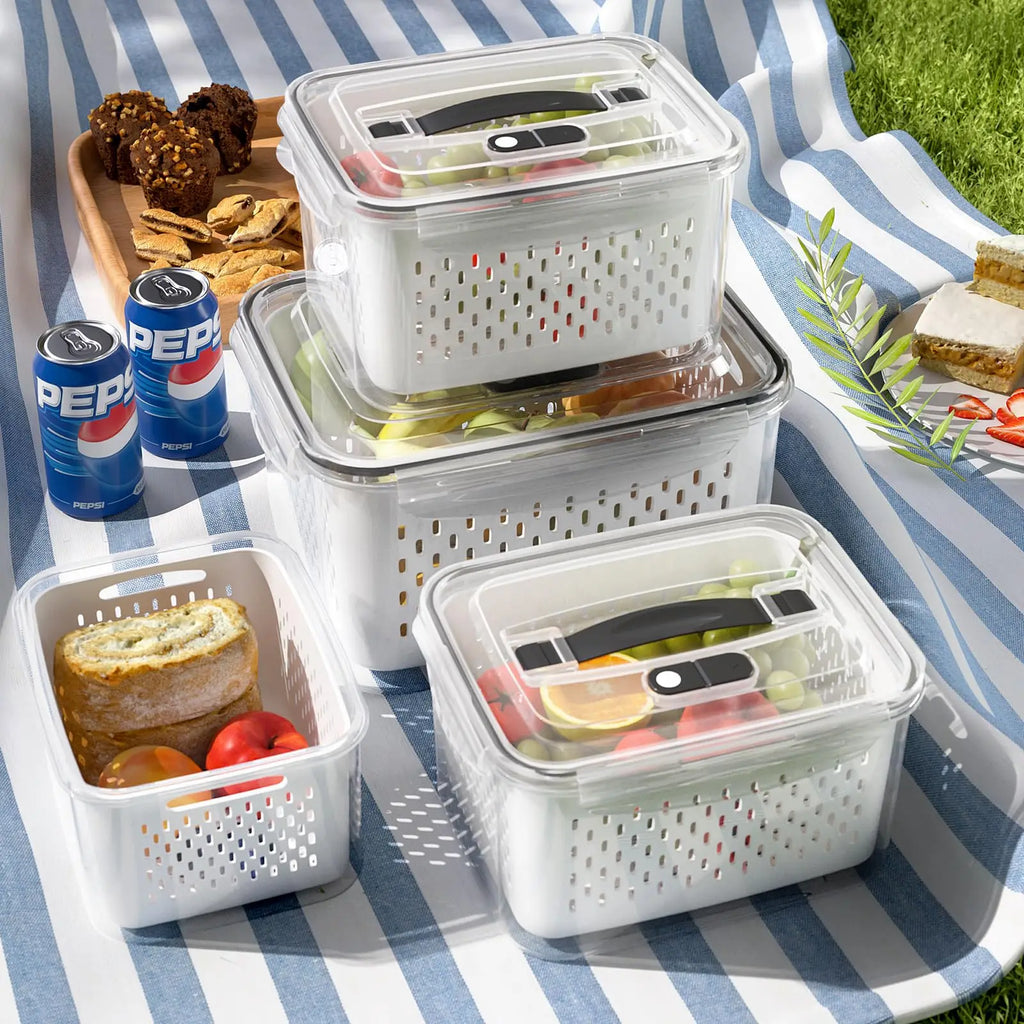 Conjunto de Potes Organizadores para Geladeira com Filtro (3 Peças)