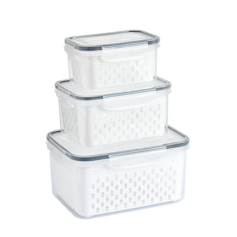 Conjunto de Potes Organizadores para Geladeira com Filtro (3 Peças)