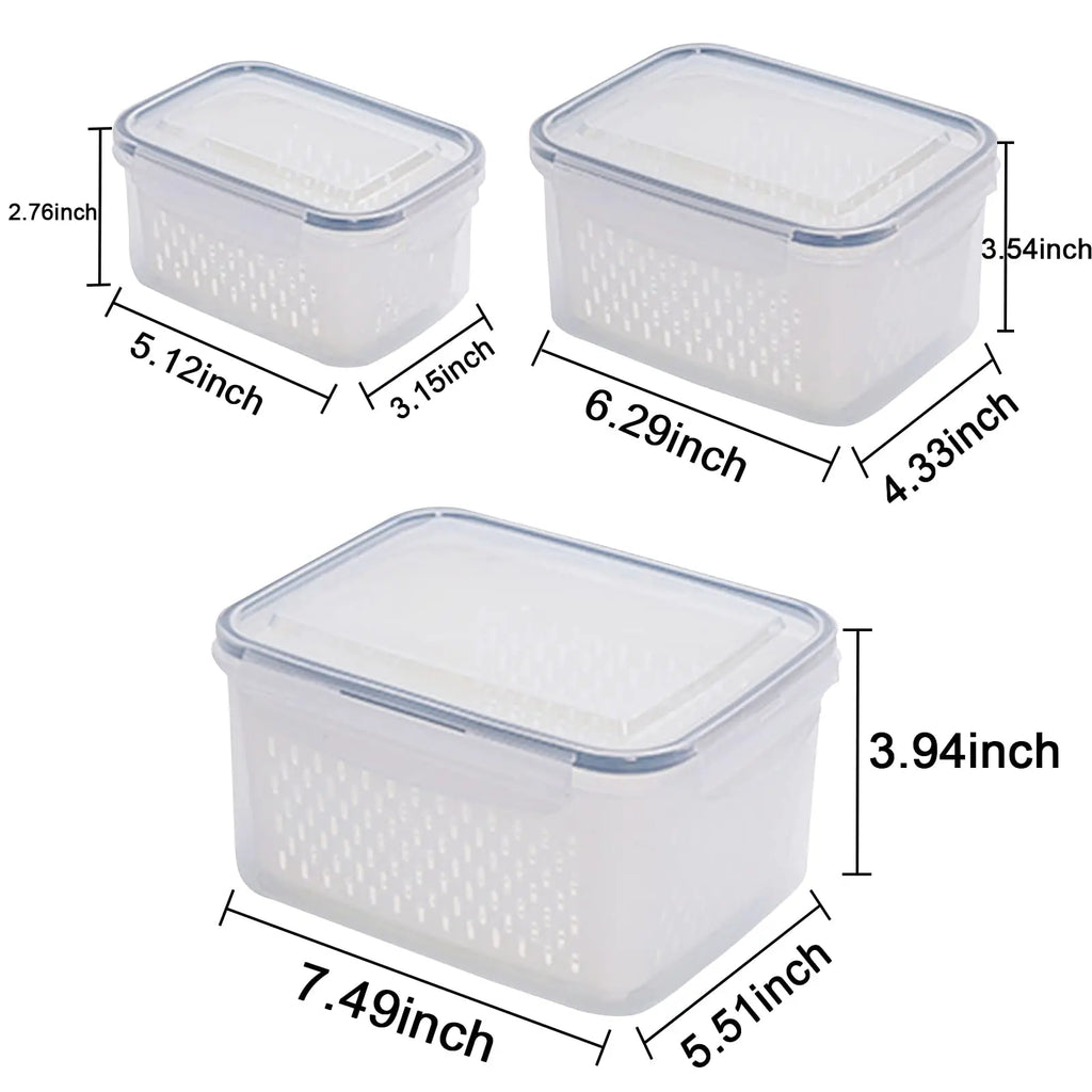 Conjunto de Potes Organizadores para Geladeira com Filtro (3 Peças)