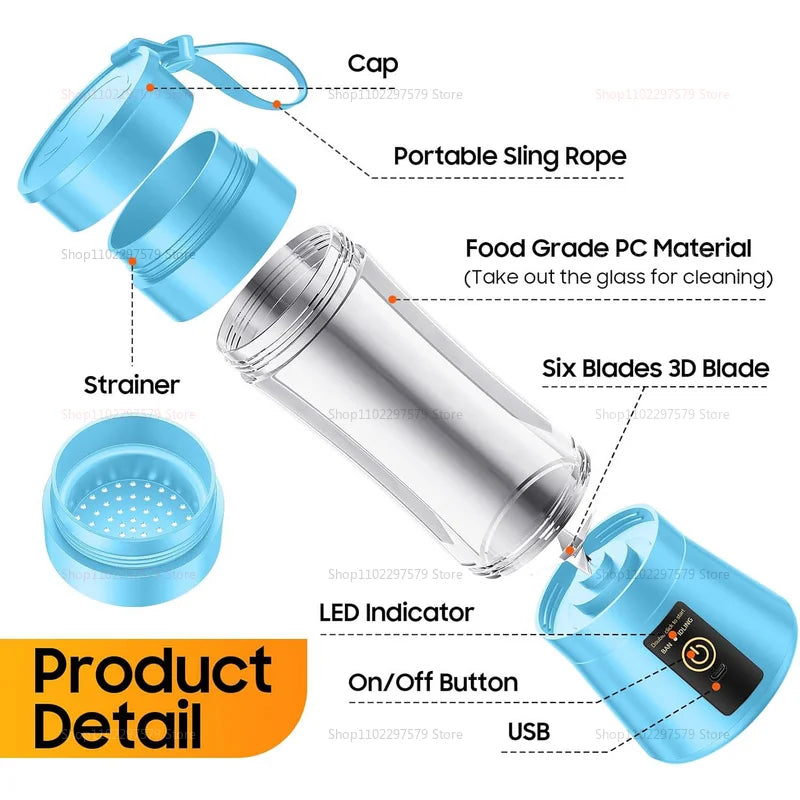 Mini Liquidificador Elétrico Portátil USB (380ml)
